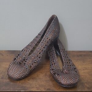 Sesto Meucci Bronze & Pewter Woven Flats size 10